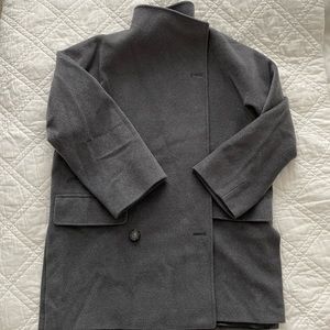 MaxMara Gray Virgin Wool Italian Pea Coat